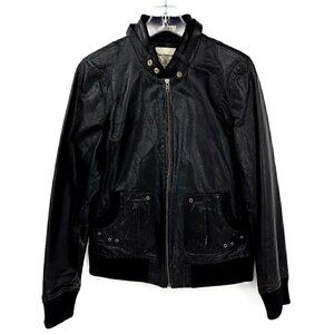 Ruff Hewn Leather Women's L Black Jacket '80s Flashback Zipper Sleeves  Stretch